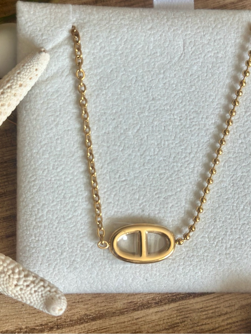 Designer Inspired  Iconic Oval Chain Necklace Gold Plated Stainless Steel NWT